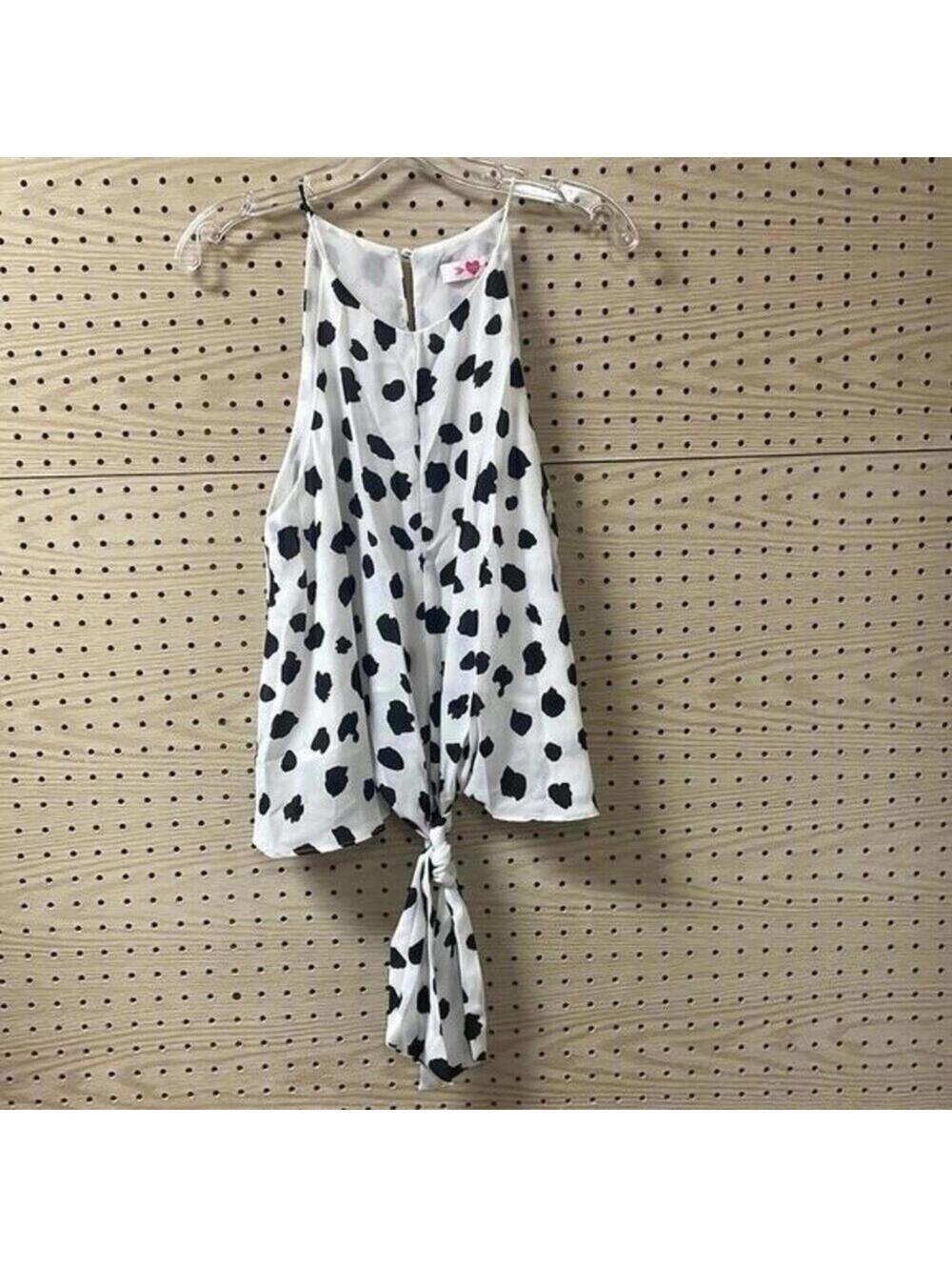 Buddy love, white and black cow Dalmatian polka dot print Racerback tank top